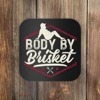 Body By Brisket Funny Steak Lover Grilling BBQ Chef Coaster thumb 0