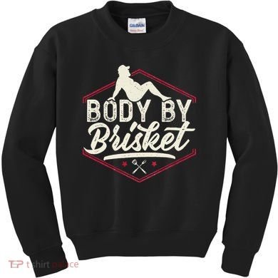 Body By Brisket Funny Steak Lover Grilling BBQ Chef Kids Sweatshirt