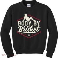 Body By Brisket Funny Steak Lover Grilling BBQ Chef Kids Sweatshirt thumb 0