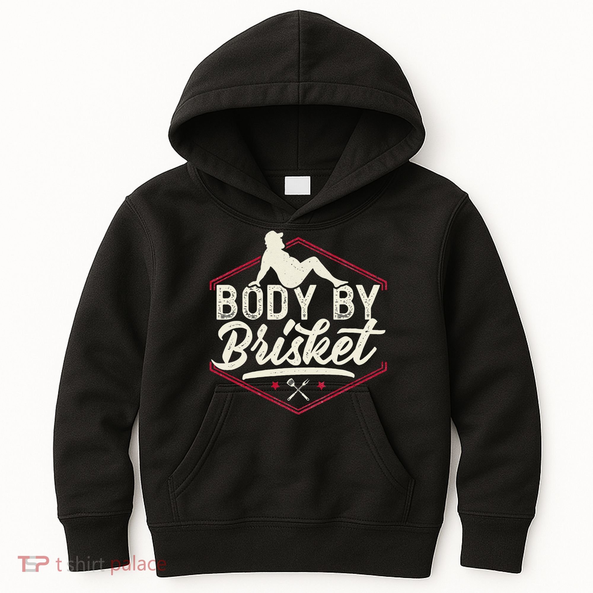 Body By Brisket Funny Steak Lover Grilling BBQ Chef Kids Hoodie