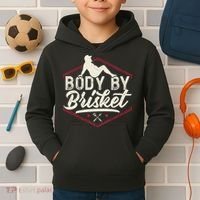 Body By Brisket Funny Steak Lover Grilling BBQ Chef Kids Hoodie thumb 2