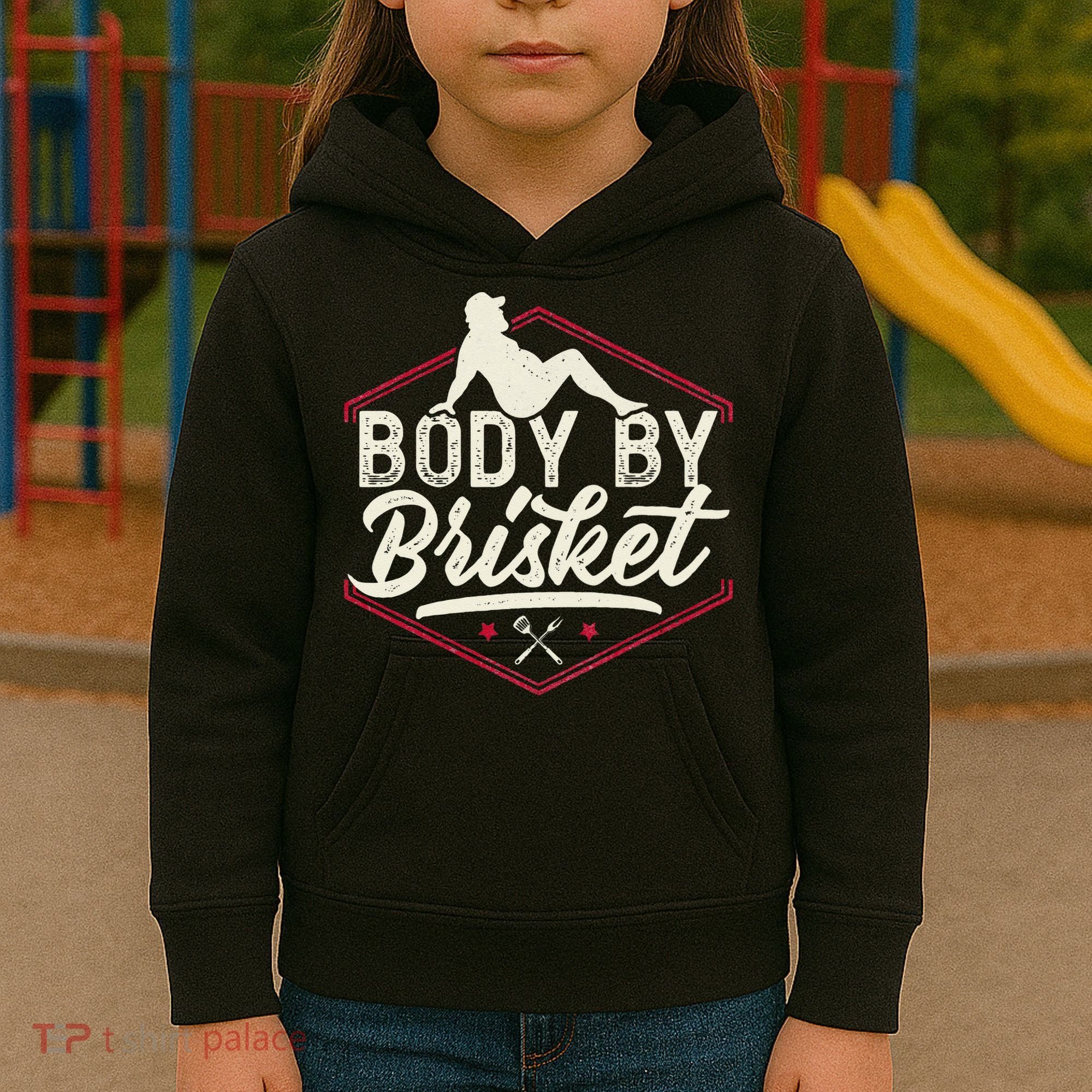 Body By Brisket Funny Steak Lover Grilling BBQ Chef Kids Hoodie