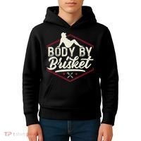 Body By Brisket Funny Steak Lover Grilling BBQ Chef Kids Hoodie thumb 4