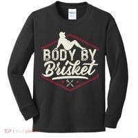 Body By Brisket Funny Steak Lover Grilling BBQ Chef Kids Long Sleeve Shirt thumb 0