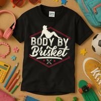 Body By Brisket Funny Steak Lover Grilling BBQ Chef Kids T-Shirt thumb 3