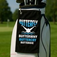 Butterfly Butterwhy Buttercry Funny Swimming Swimmer Golf Towel thumb 2