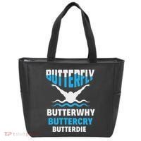 Butterfly Butterwhy Buttercry Funny Swimming Swimmer Tote Bag thumb 0