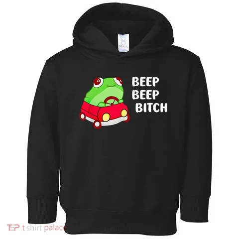 Beep Beep Bitch Frog Toddler Hoodie in the selected color