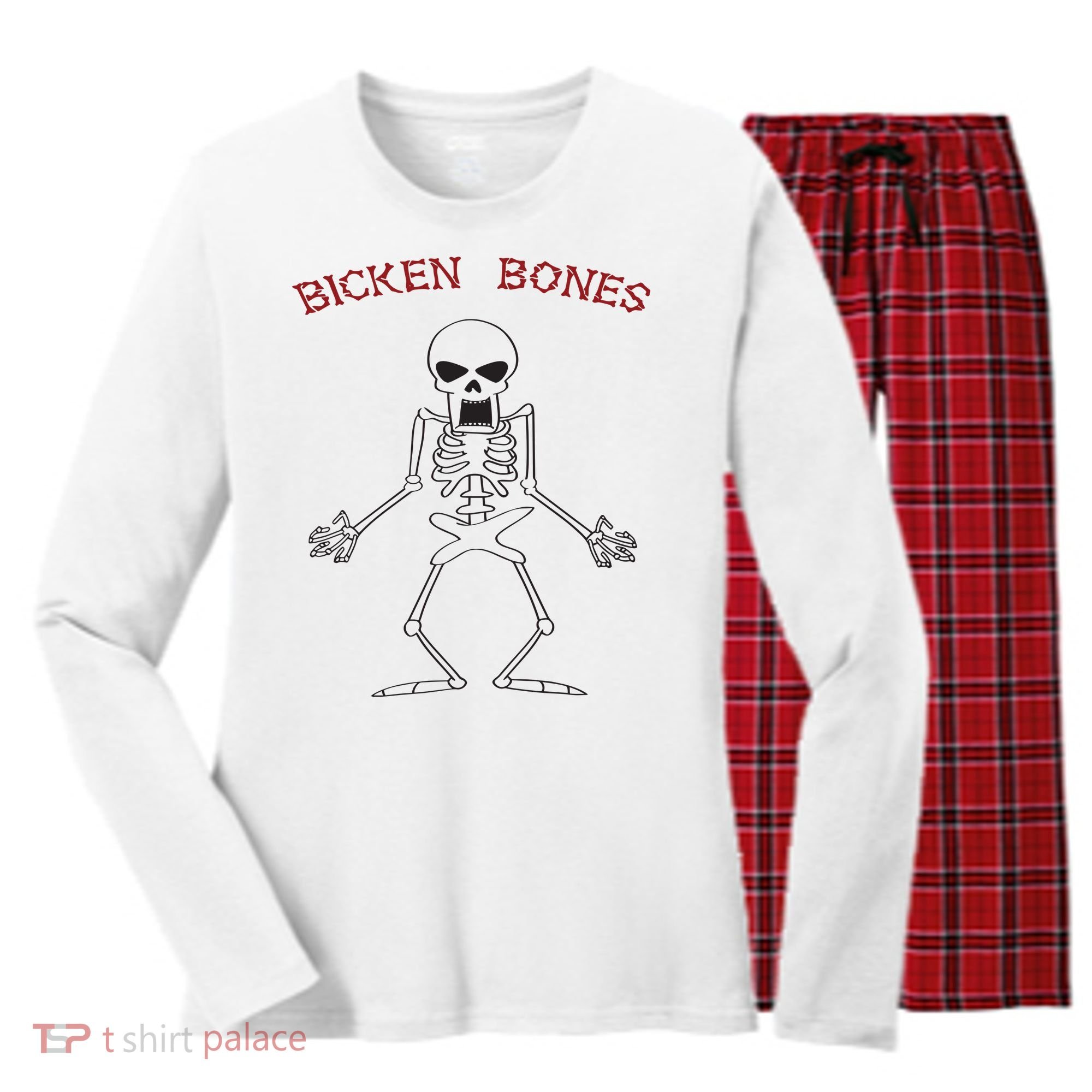 Bicken Bones Women's Long Sleeve Flannel Pajama Set 