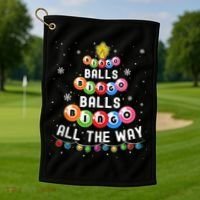 Bingo Balls Bingo All The Way Christmas Tree Funny Xmas Classic Golf Towel thumb 1