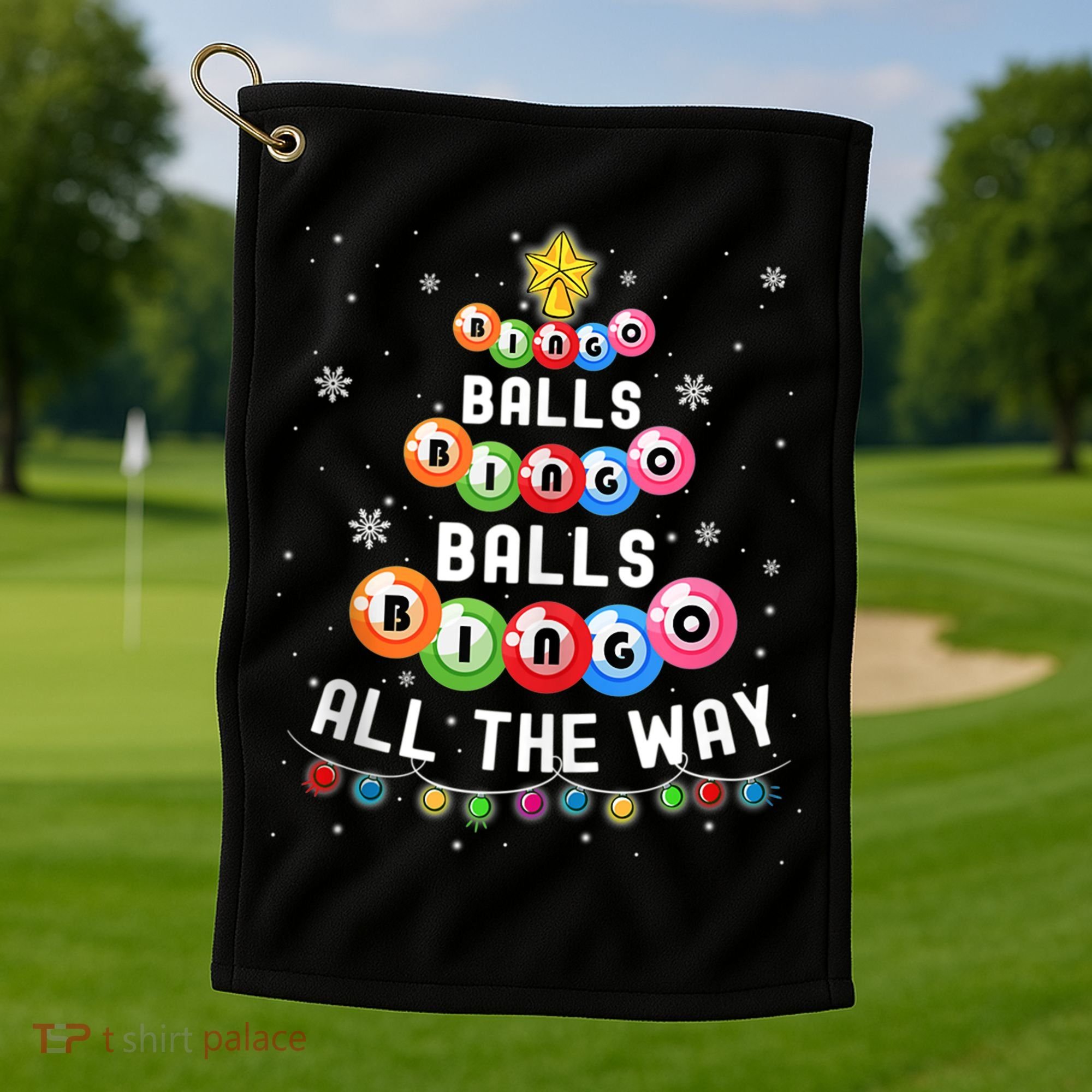 Bingo Balls Bingo All The Way Christmas Tree Funny Xmas Classic Golf Towel