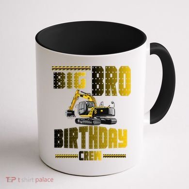 Big Bro Brother Birthday Crew Party Excavator Coffee Mug back