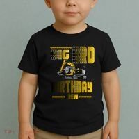 Big Bro Brother Birthday Crew Party Excavator Toddler T-Shirt thumb 2