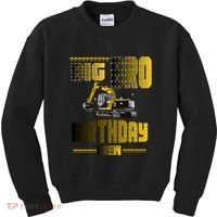Big Bro Brother Birthday Crew Party Excavator Kids Sweatshirt thumb 0