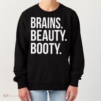 Brains. Beauty. Booty. Cute Funny Workout Women's Sweatshirt thumb 0
