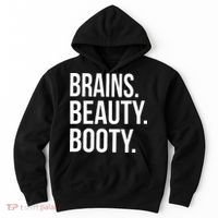 Brains. Beauty. Booty. Cute Funny Workout Hoodie thumb 0