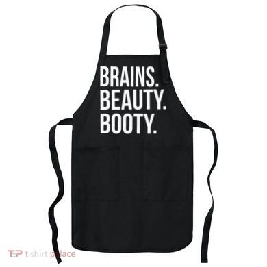 Brains. Beauty. Booty. Cute Funny Workout Apron