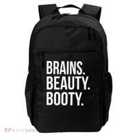 Brains. Beauty. Booty. Cute Funny Workout Backpack thumb 0