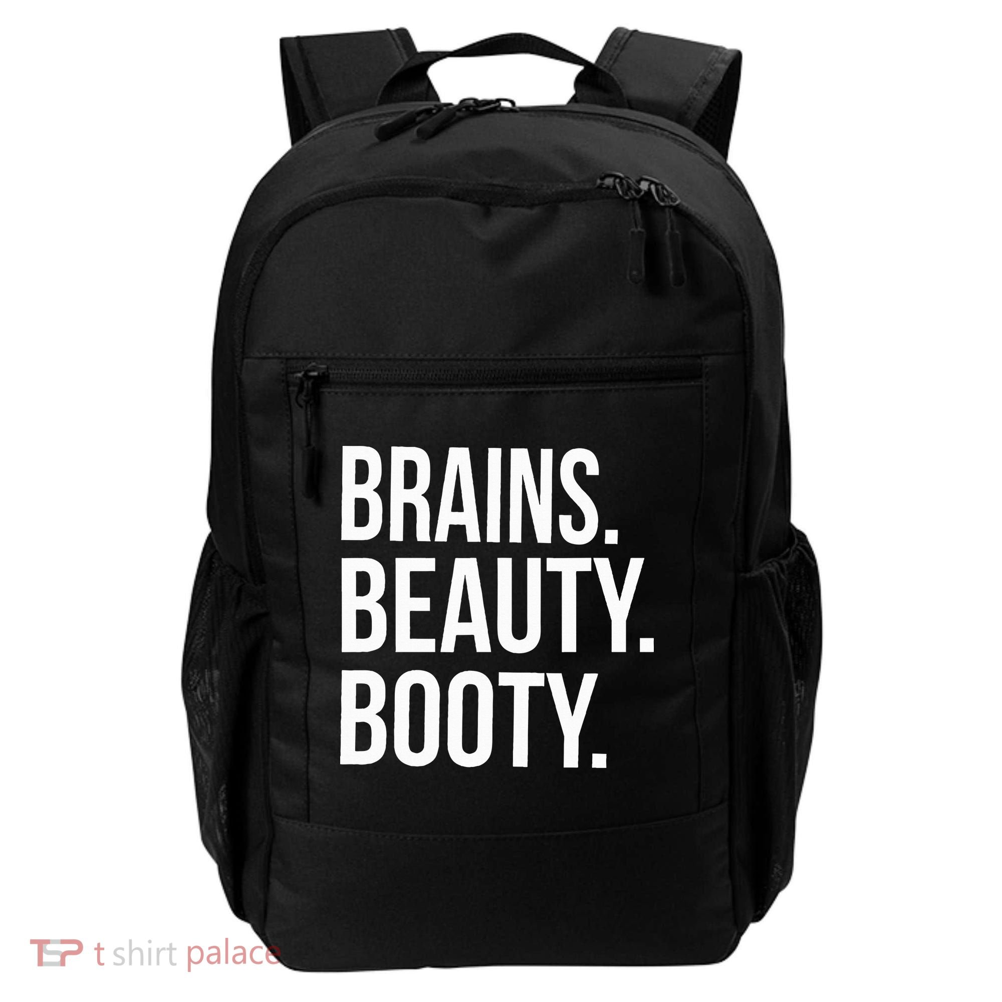Brains. Beauty. Booty. Cute Funny Workout Backpack