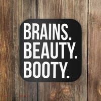 Brains. Beauty. Booty. Cute Funny Workout Coaster thumb 0