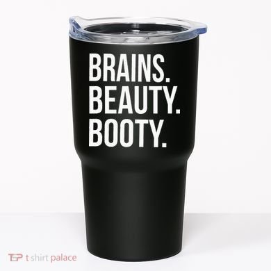 Brains. Beauty. Booty. Cute Funny Workout Tumbler