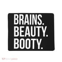 Brains. Beauty. Booty. Cute Funny Workout Mousepad thumb 0
