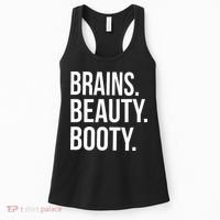 Brains. Beauty. Booty. Cute Funny Workout Women's Tank Top thumb 0