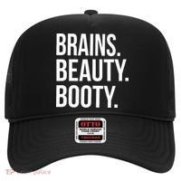 Brains. Beauty. Booty. Cute Funny Workout Hat thumb 0