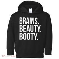 Brains. Beauty. Booty. Cute Funny Workout Toddler Hoodie thumb 0