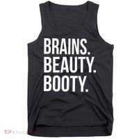 Brains. Beauty. Booty. Cute Funny Workout Tank Top thumb 0