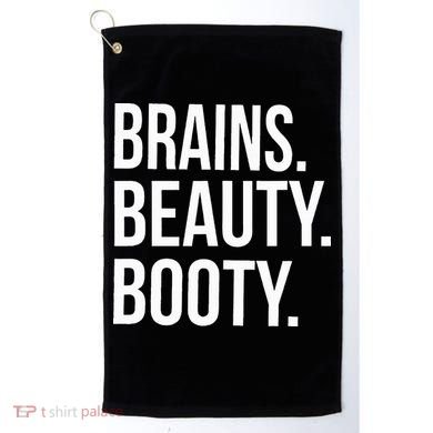 Brains. Beauty. Booty. Cute Funny Workout Golf Towel
