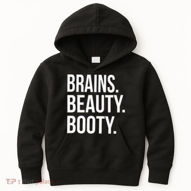 Brains. Beauty. Booty. Cute Funny Workout Kids Hoodie
