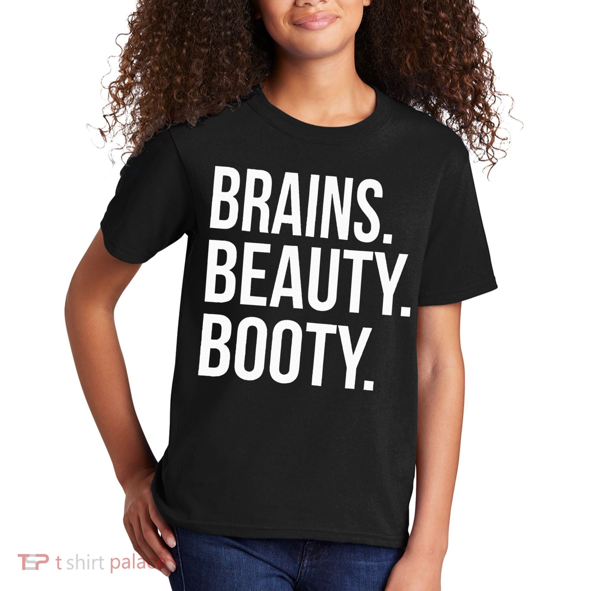 Brains. Beauty. Booty. Cute Funny Workout Kids T-Shirt
