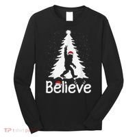 Believe Bigfoot Christmas Yetti Funny Xmas Tree Sasquatch Long Sleeve Shirt thumb 0