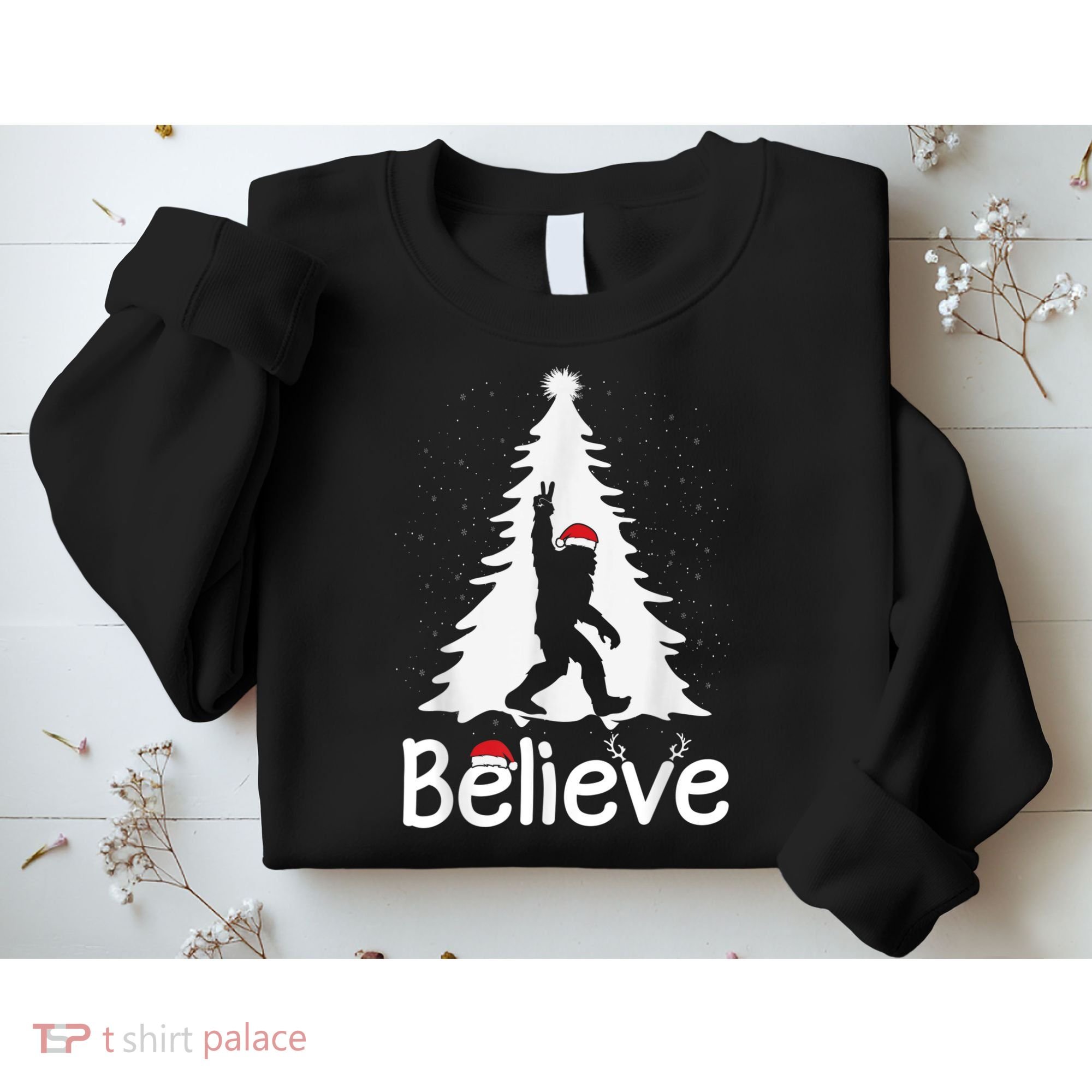 Believe Bigfoot Christmas Yetti Funny Xmas Tree Sasquatch Sweatshirt