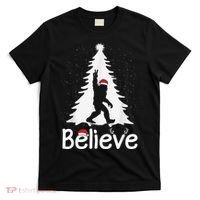 Believe Bigfoot Christmas Yetti Funny Xmas Tree Sasquatch T-Shirt thumb 0