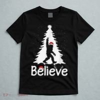 Believe Bigfoot Christmas Yetti Funny Xmas Tree Sasquatch T-Shirt thumb 5