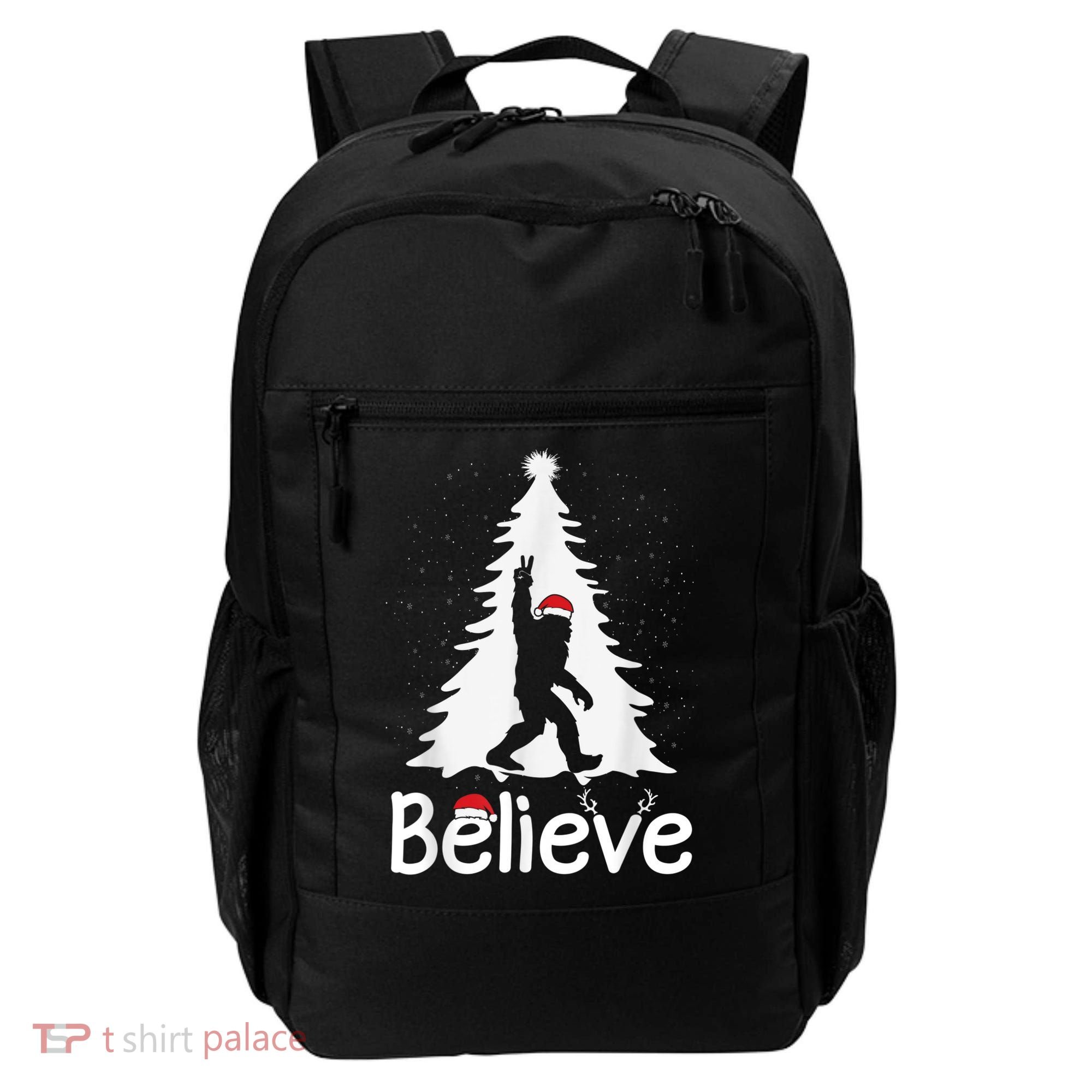 Believe Bigfoot Christmas Yetti Funny Xmas Tree Sasquatch Backpack