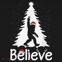 Believe Bigfoot Christmas Yetti Funny Xmas Tree Sasquatch Women's Hoodie thumb 2