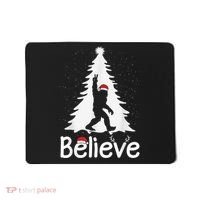 Believe Bigfoot Christmas Yetti Funny Xmas Tree Sasquatch Mousepad thumb 0