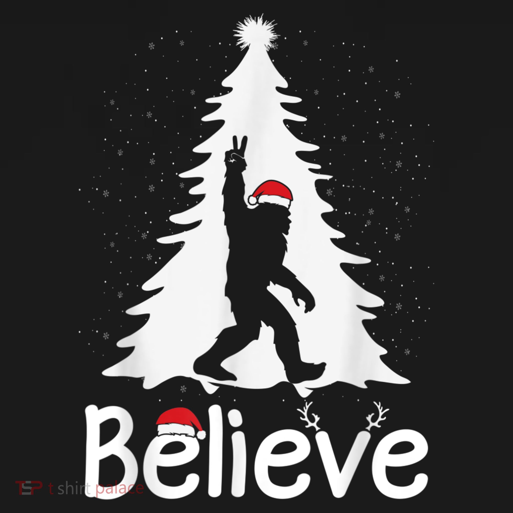 Believe Bigfoot Christmas Yetti Funny Xmas Tree Sasquatch Mousepad