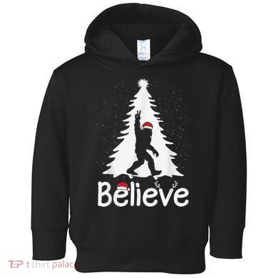 Believe Bigfoot Christmas Yetti Funny Xmas Tree Sasquatch Toddler Hoodie