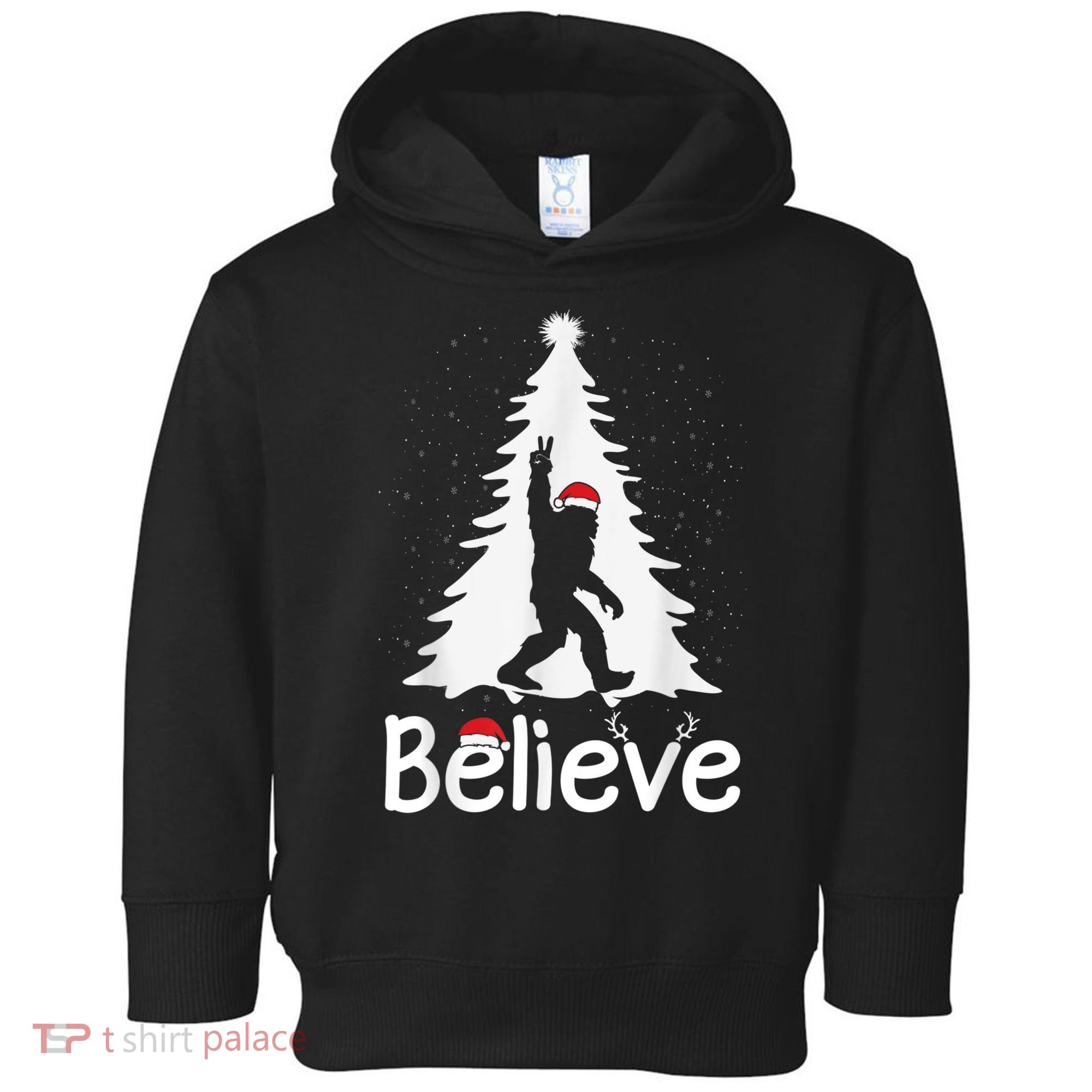 Believe Bigfoot Christmas Yetti Funny Xmas Tree Sasquatch Toddler Hoodie