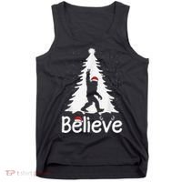 Believe Bigfoot Christmas Yetti Funny Xmas Tree Sasquatch Tank Top thumb 0
