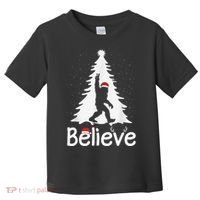 Believe Bigfoot Christmas Yetti Funny Xmas Tree Sasquatch Toddler T-Shirt thumb 0