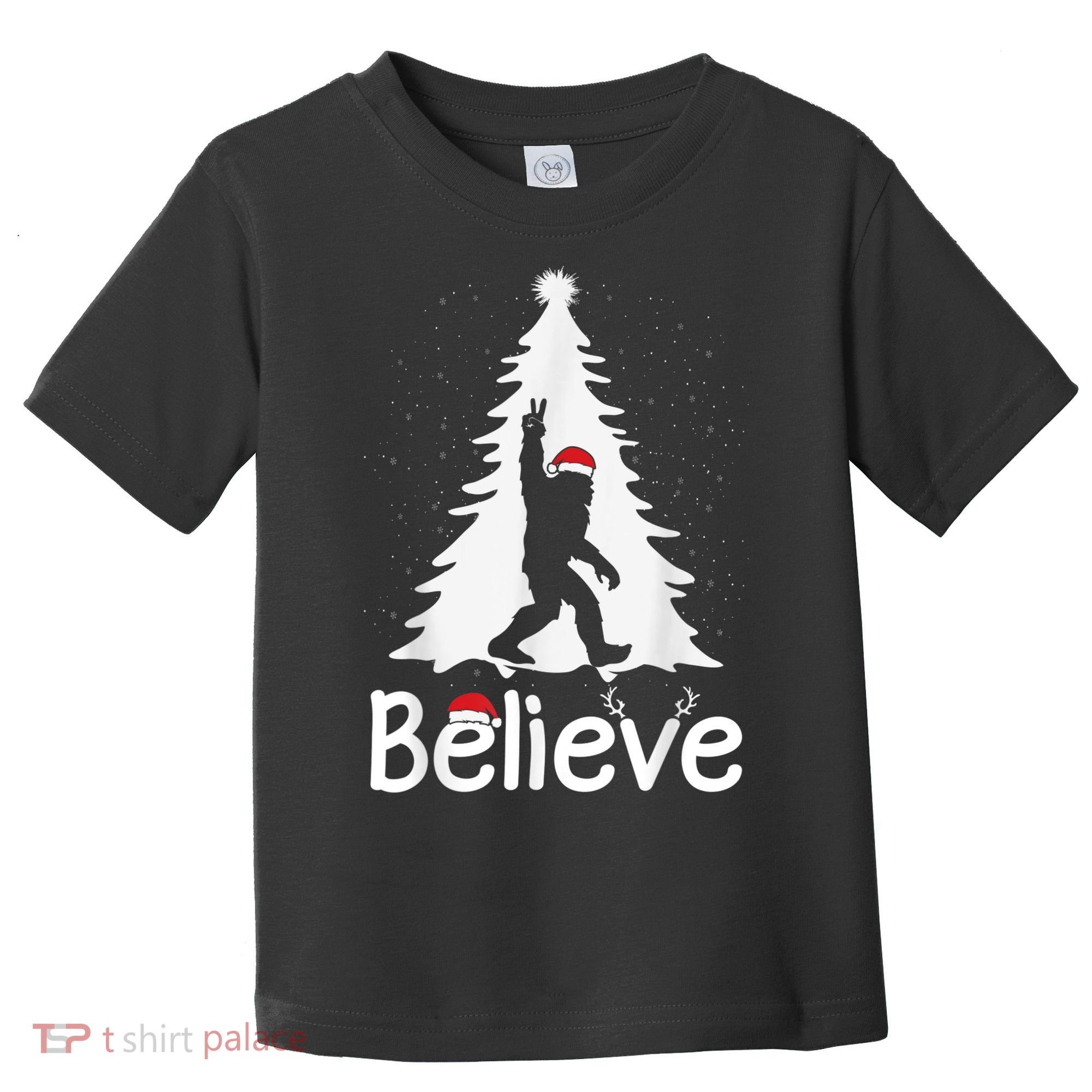 Believe Bigfoot Christmas Yetti Funny Xmas Tree Sasquatch Toddler T-Shirt