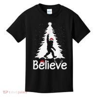Believe Bigfoot Christmas Yetti Funny Xmas Tree Sasquatch Kids T-Shirt thumb 0