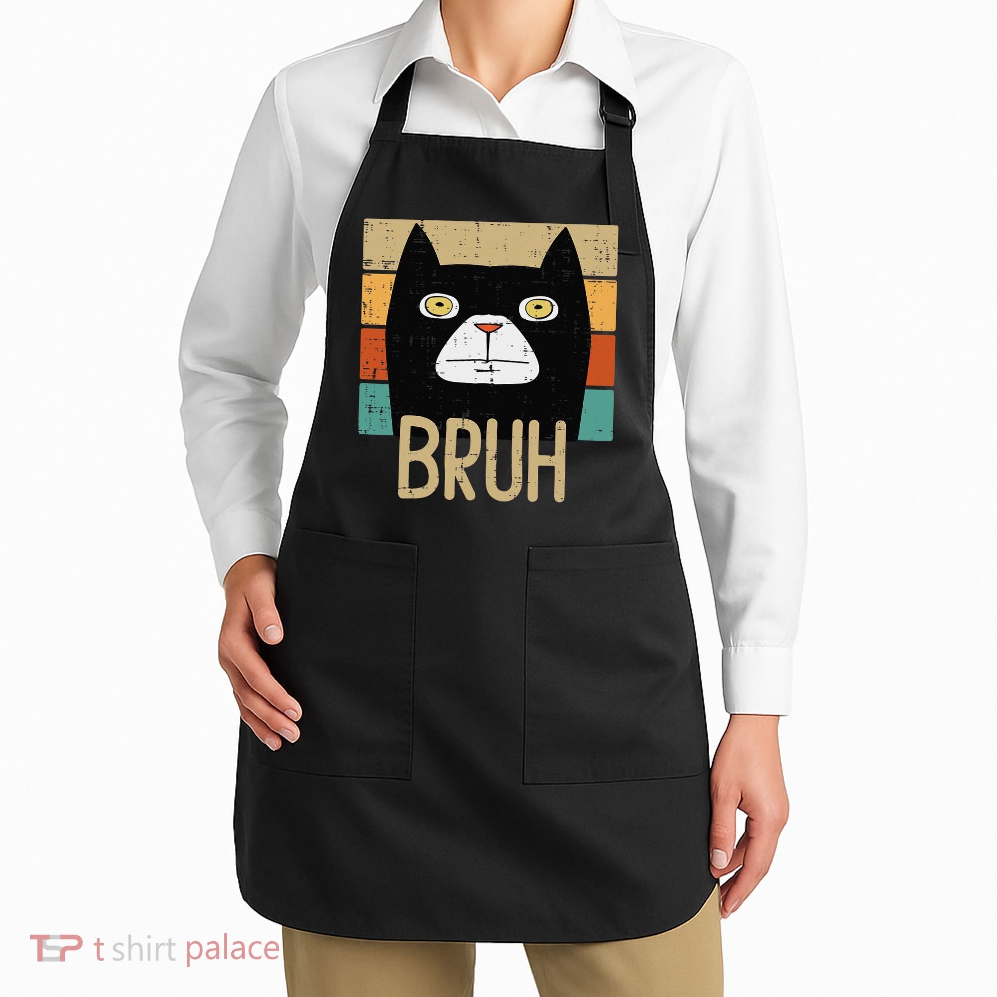 Bruh Black Cat Funny Saying Slang Women Apron