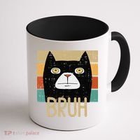 Bruh Black Cat Funny Saying Slang Women Coffee Mug thumb 1