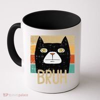 Bruh Black Cat Funny Saying Slang Women Coffee Mug thumb 0